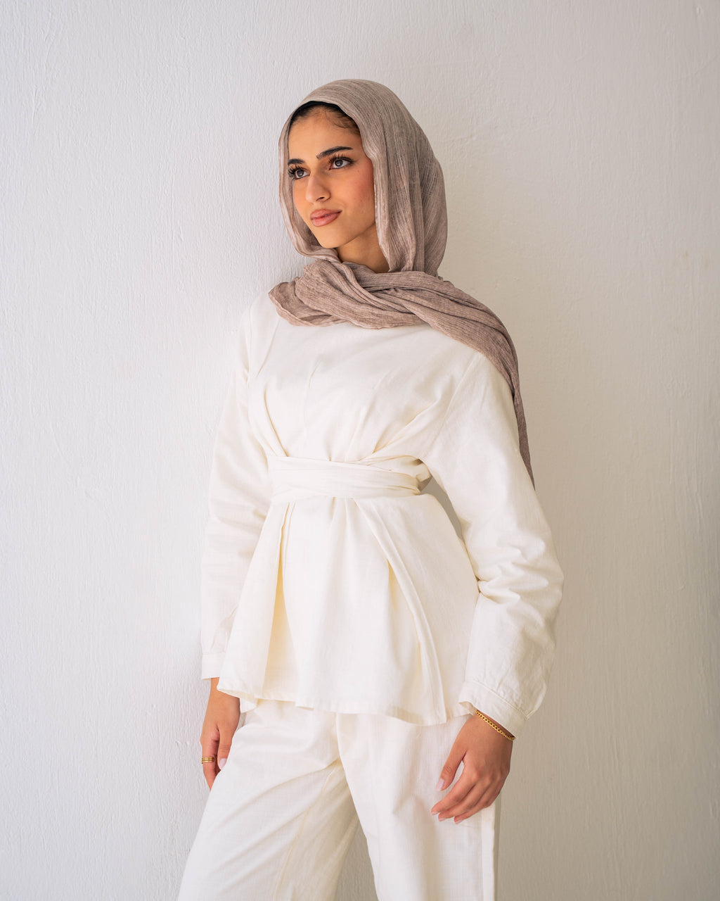 The Lined Tie-Waist Blouse Off-White