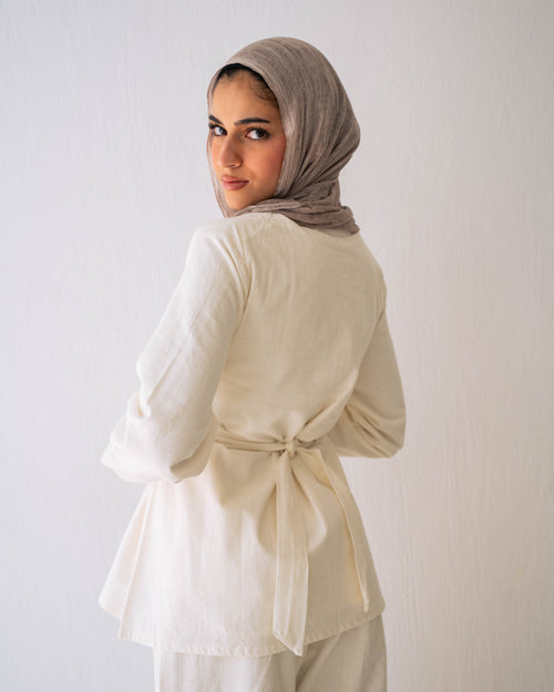 The Lined Tie-Waist Blouse Off-White