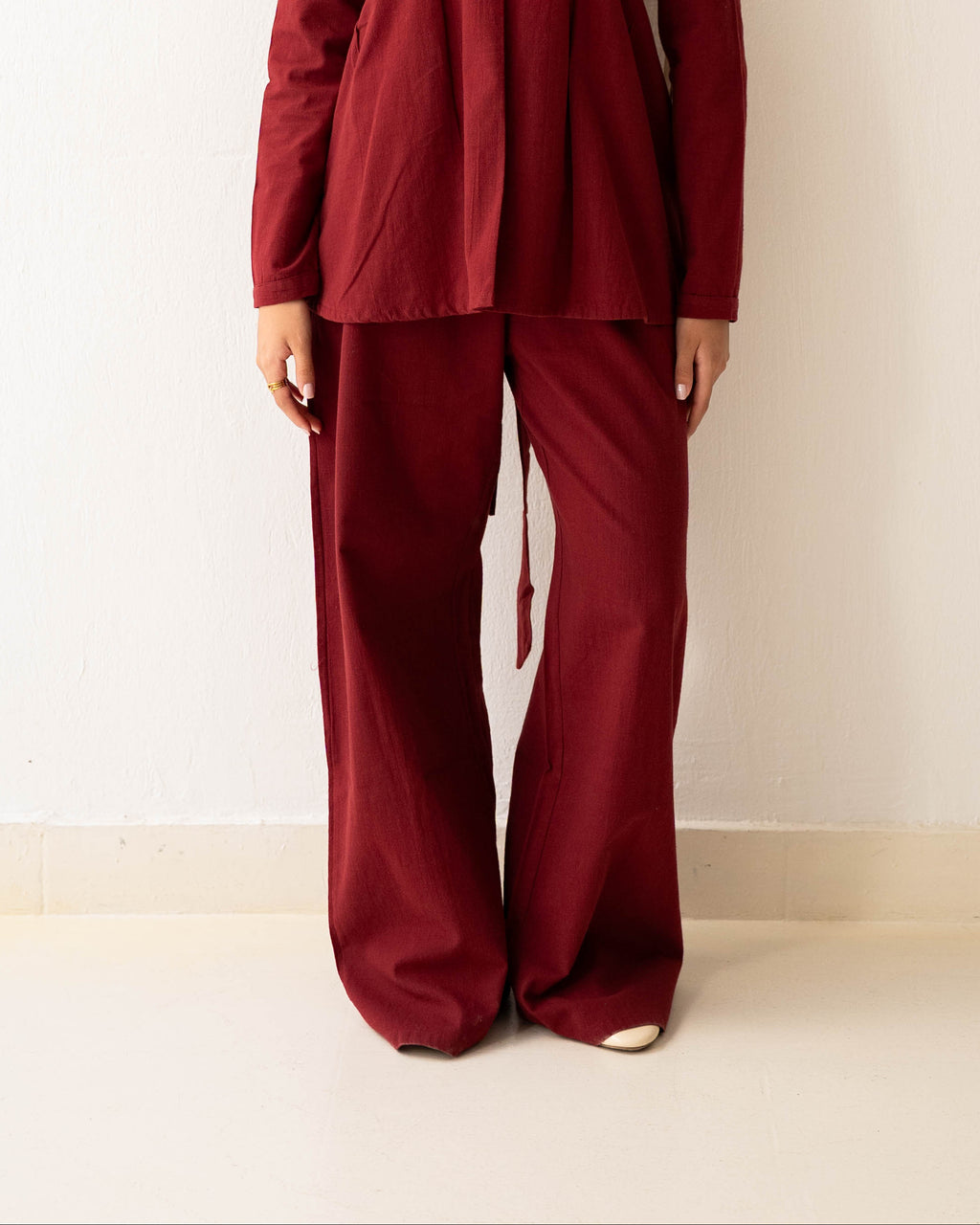 The Wide Leg Trousers Burgundy