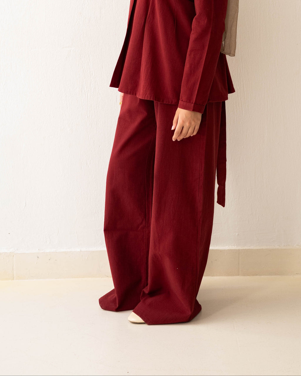 The Wide Leg Trousers Burgundy