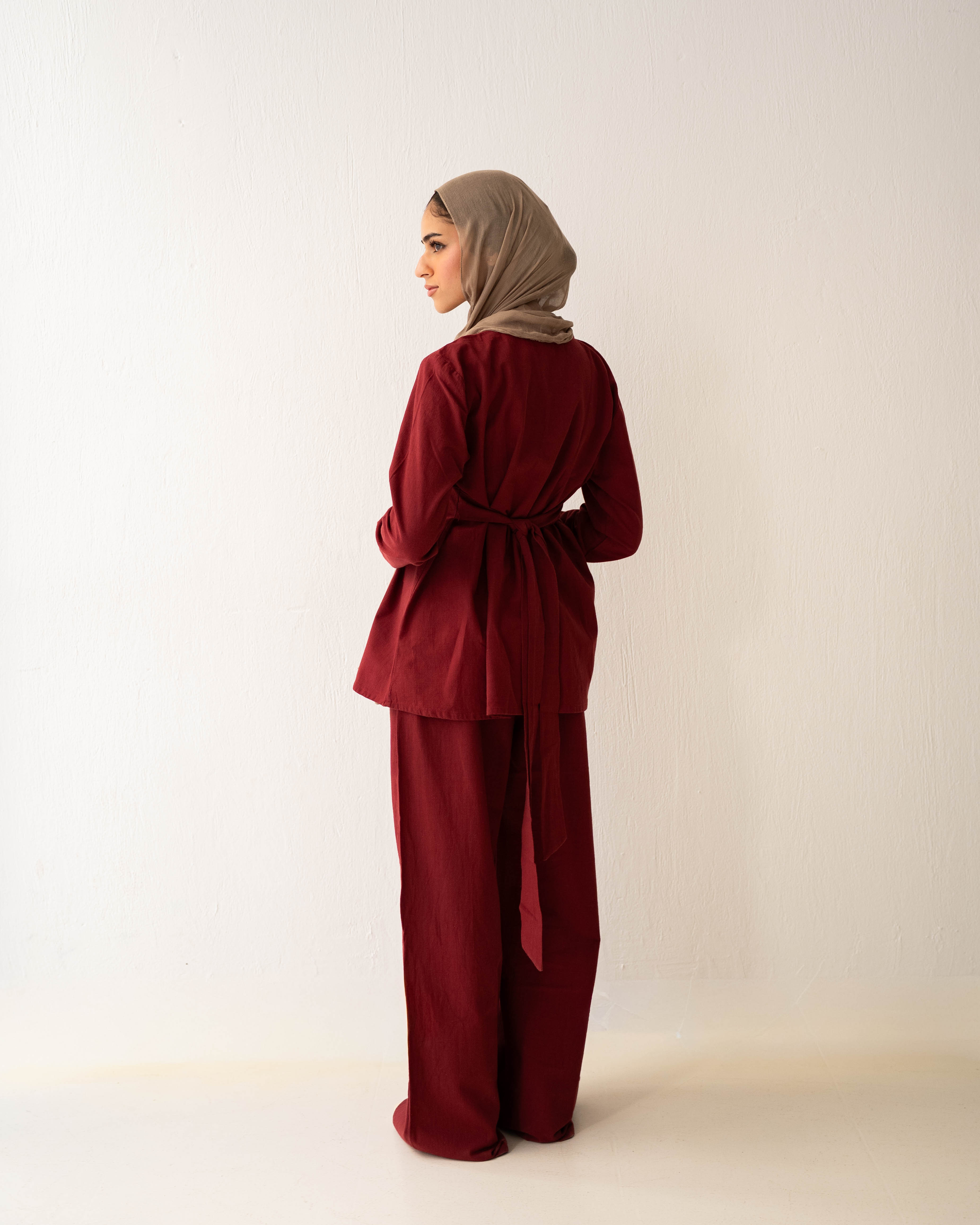 The Wide Leg Trousers Burgundy
