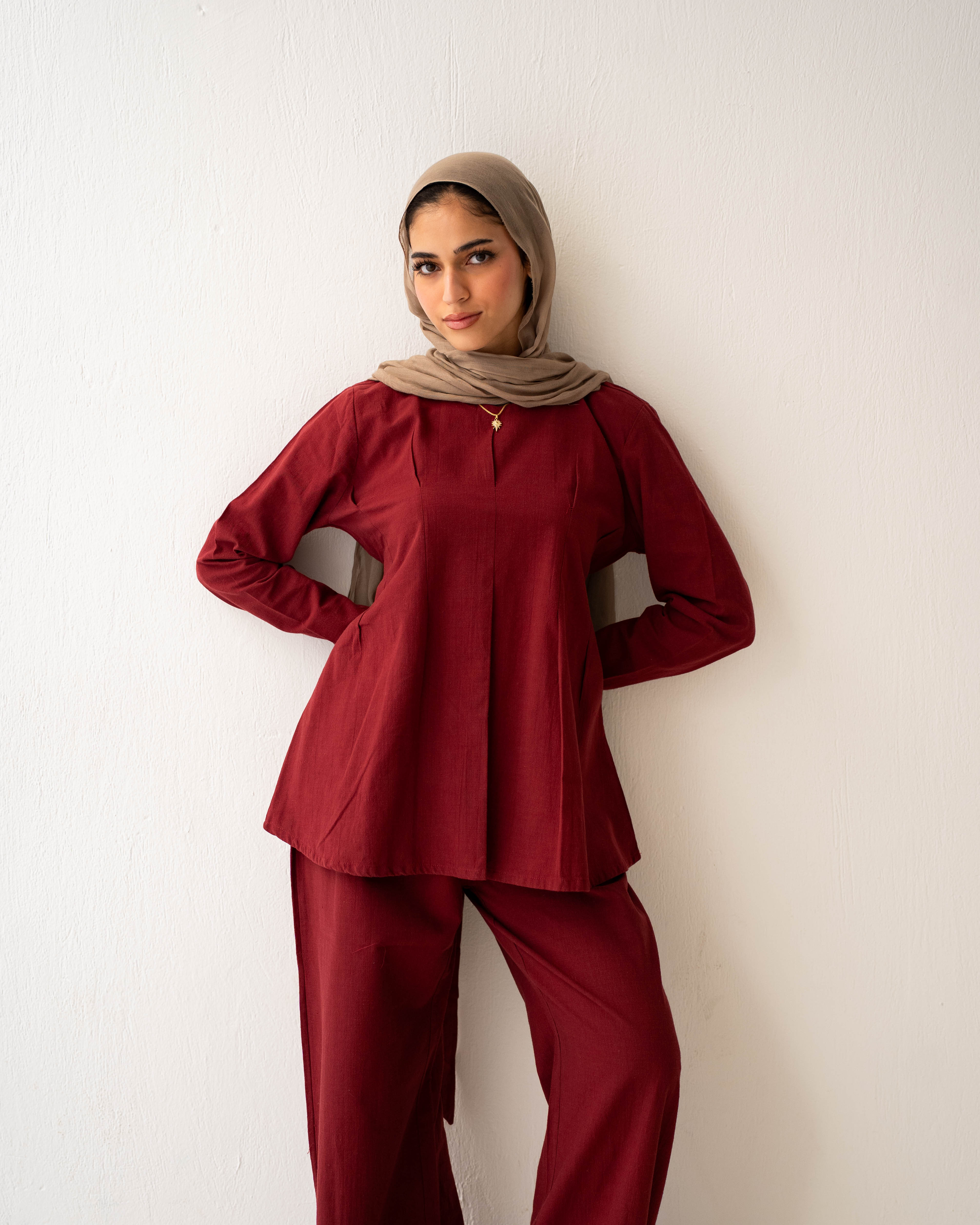 The Tie-Waist Blouse Burgundy
