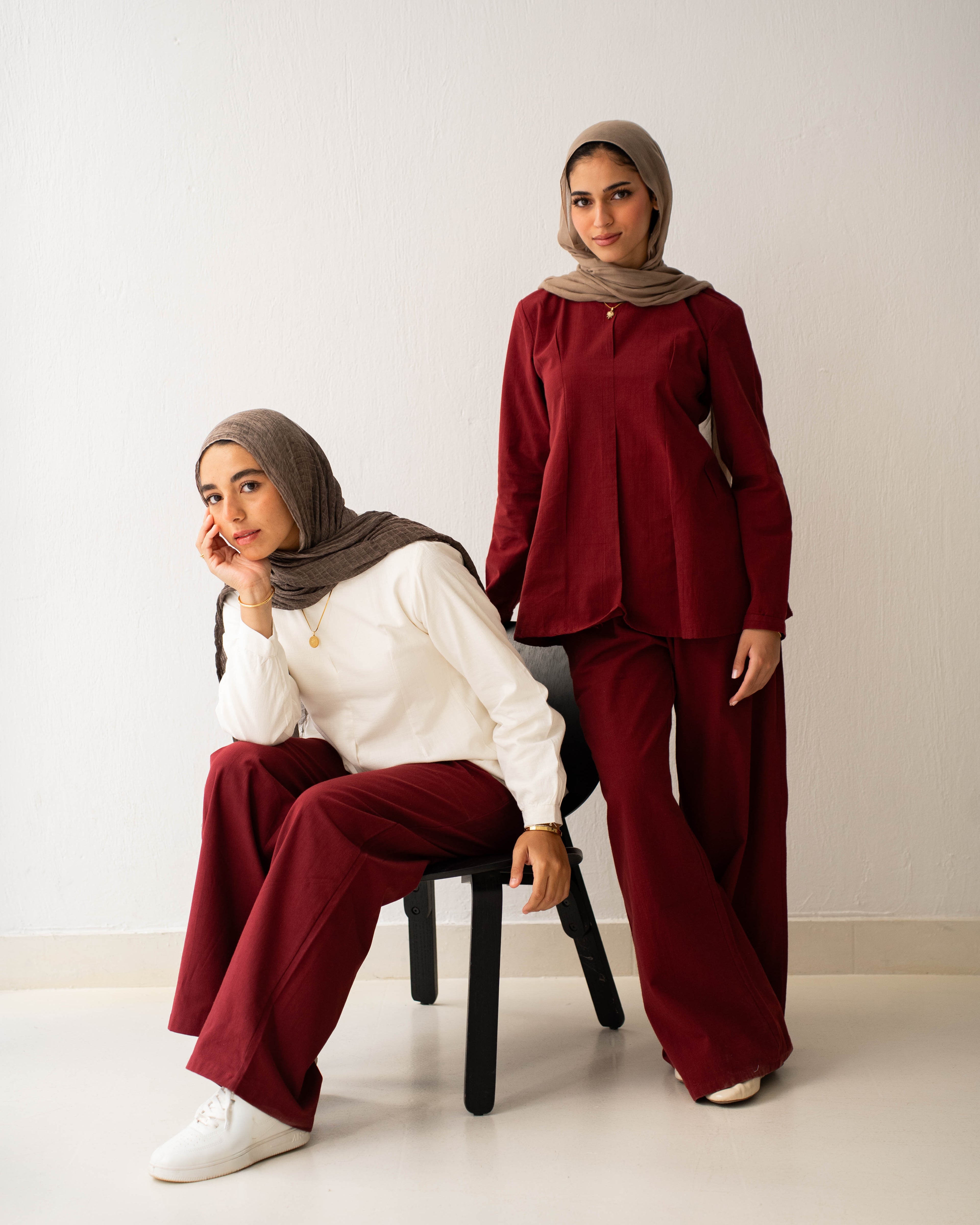 The Wide Leg Trousers Burgundy
