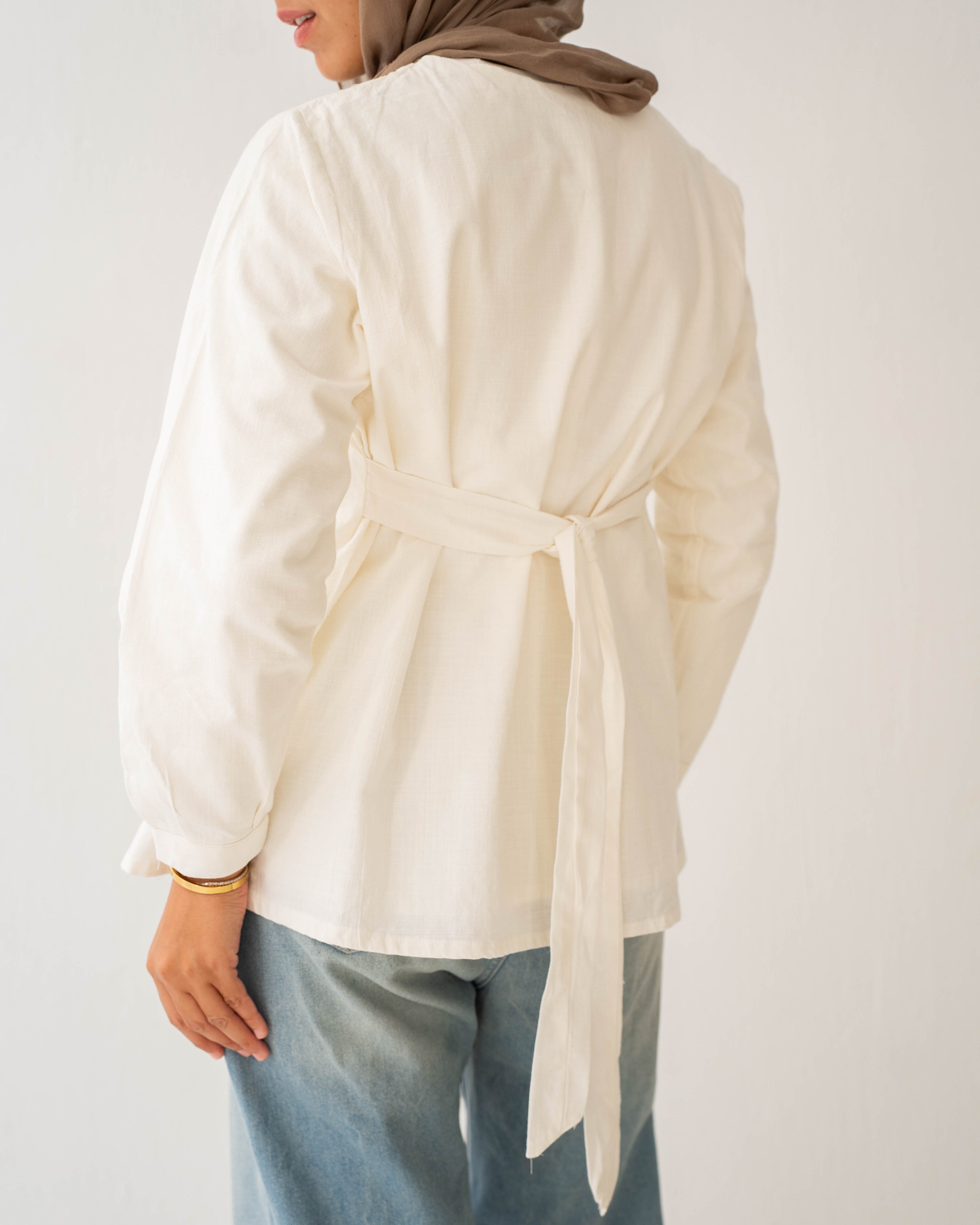 The Lined Tie-Waist Blouse Off-White