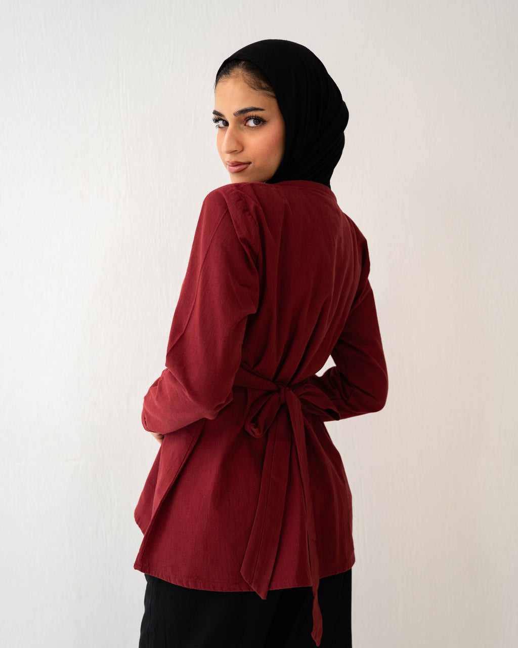 The Tie-Waist Blouse Burgundy