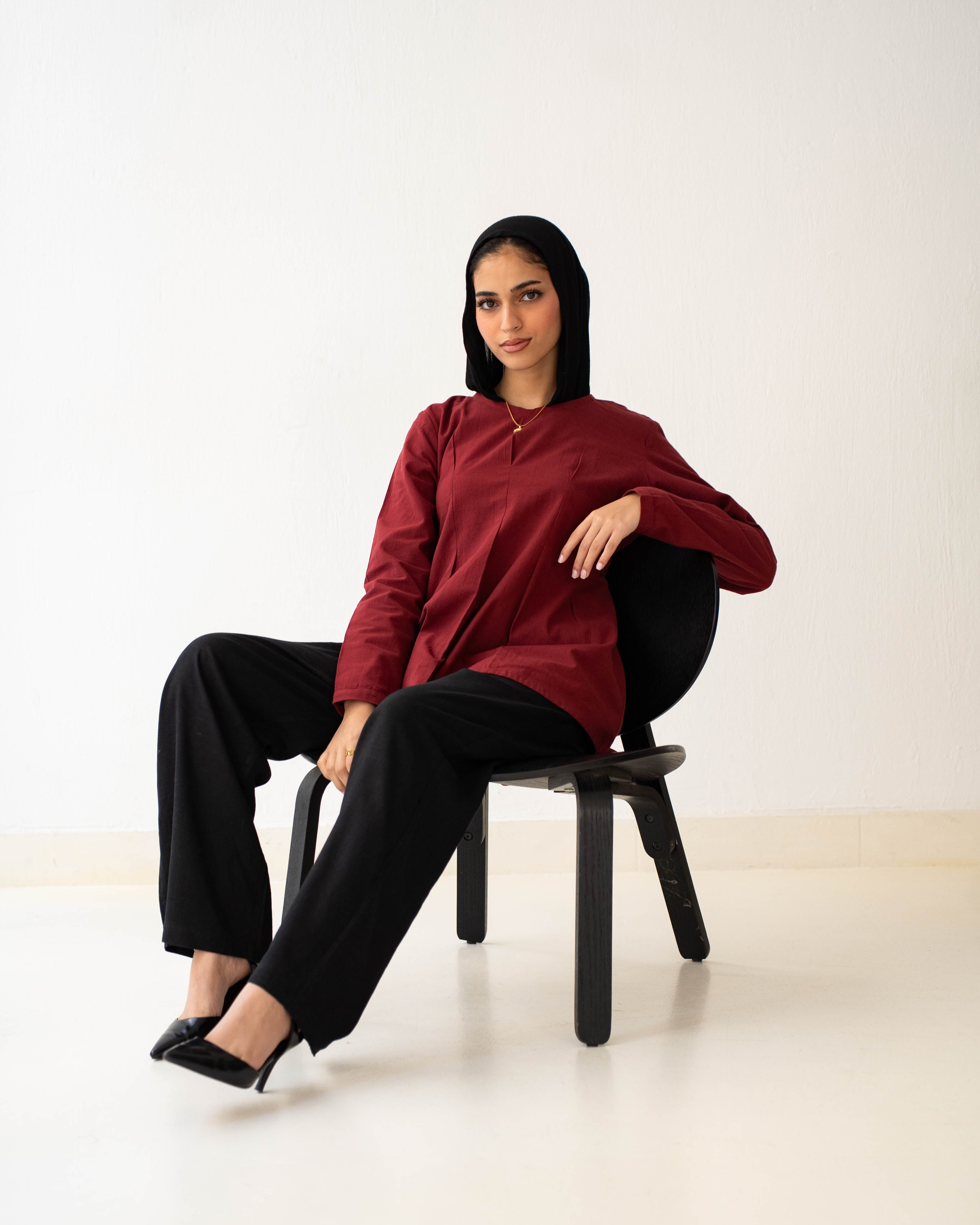 The Tie-Waist Blouse Burgundy