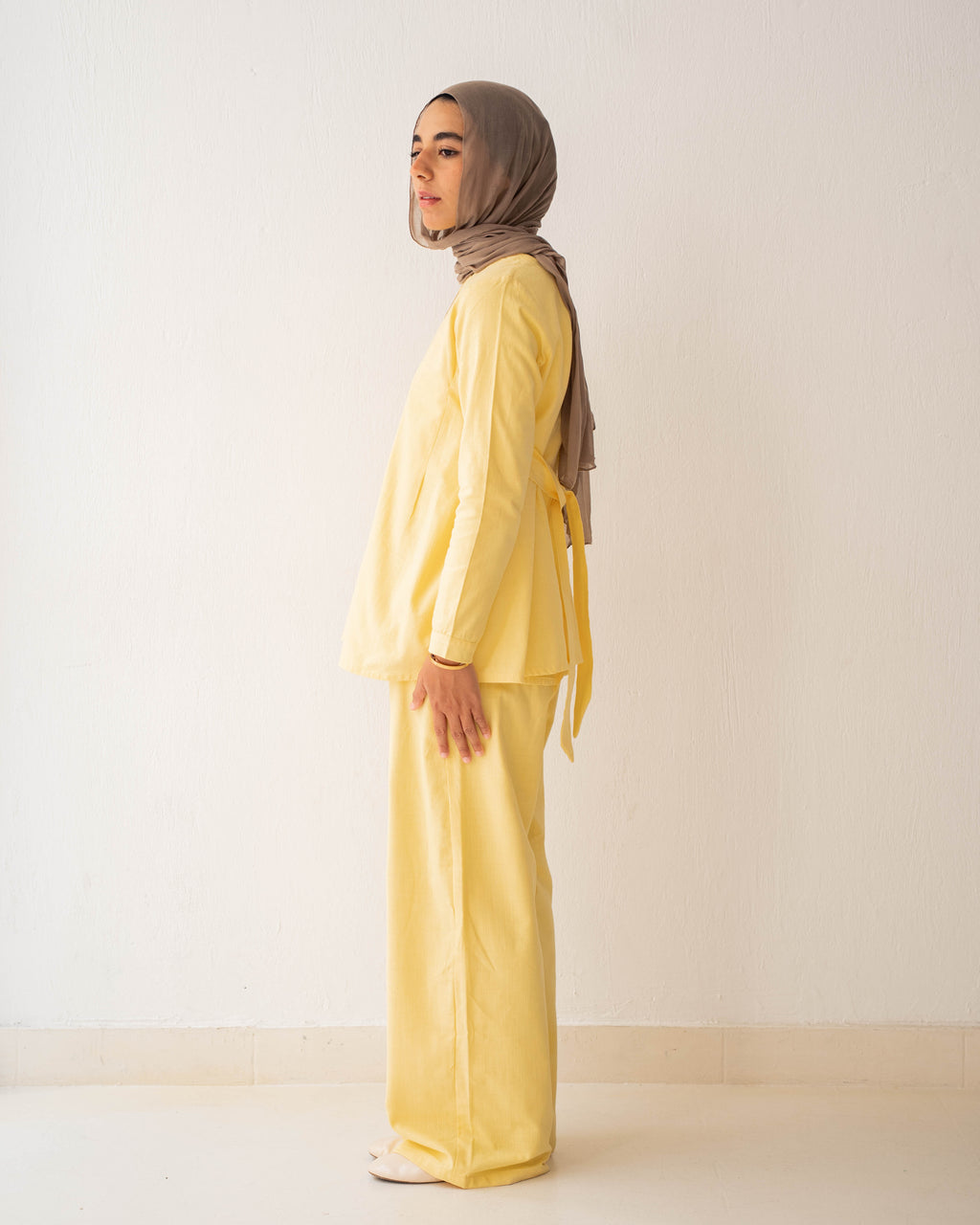 The Lined Wide Leg Trousers Butter Yellow