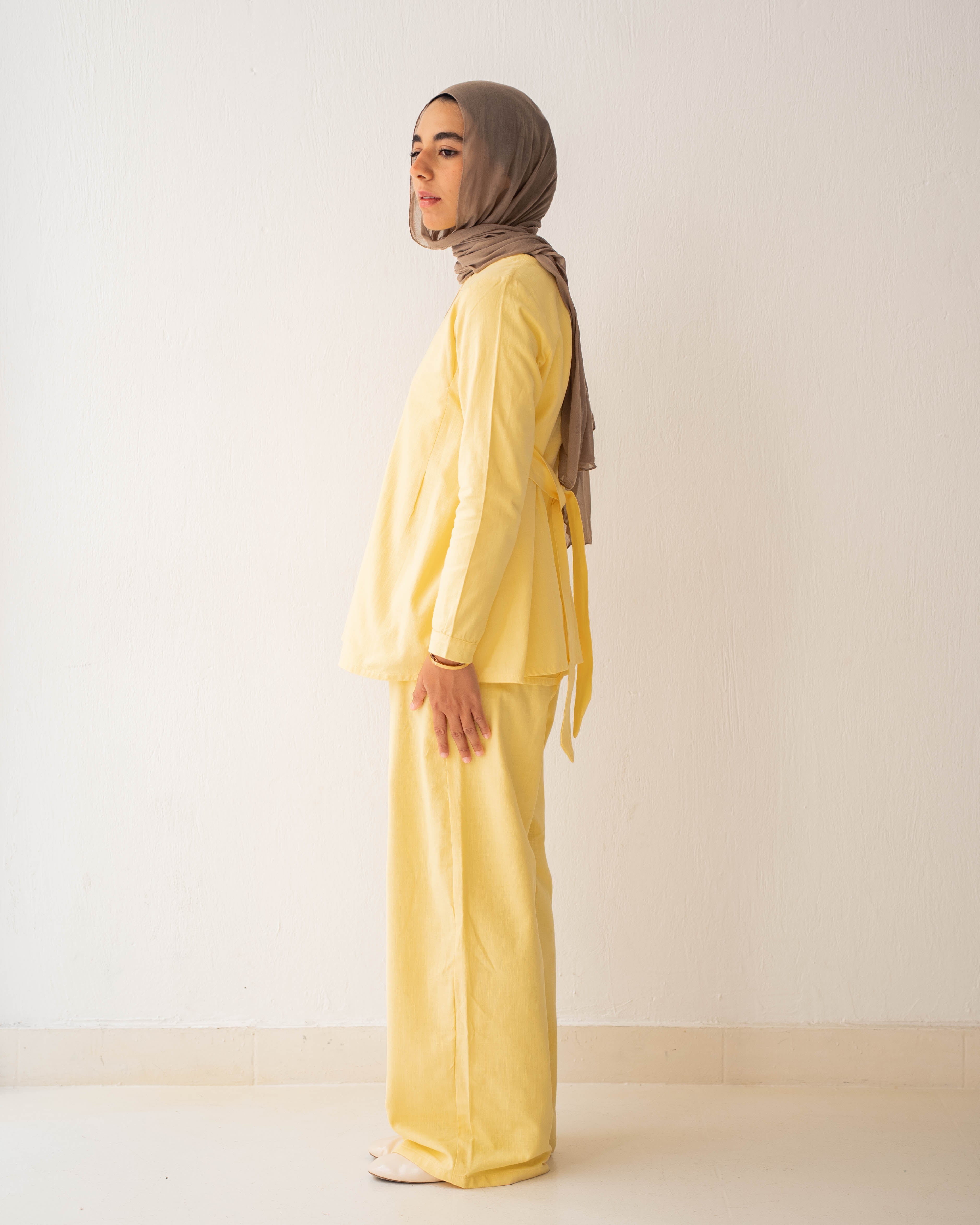 The Lined Wide Leg Trousers Butter Yellow