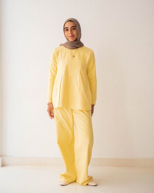 The Lined Tie-Waist Blouse Butter Yellow
