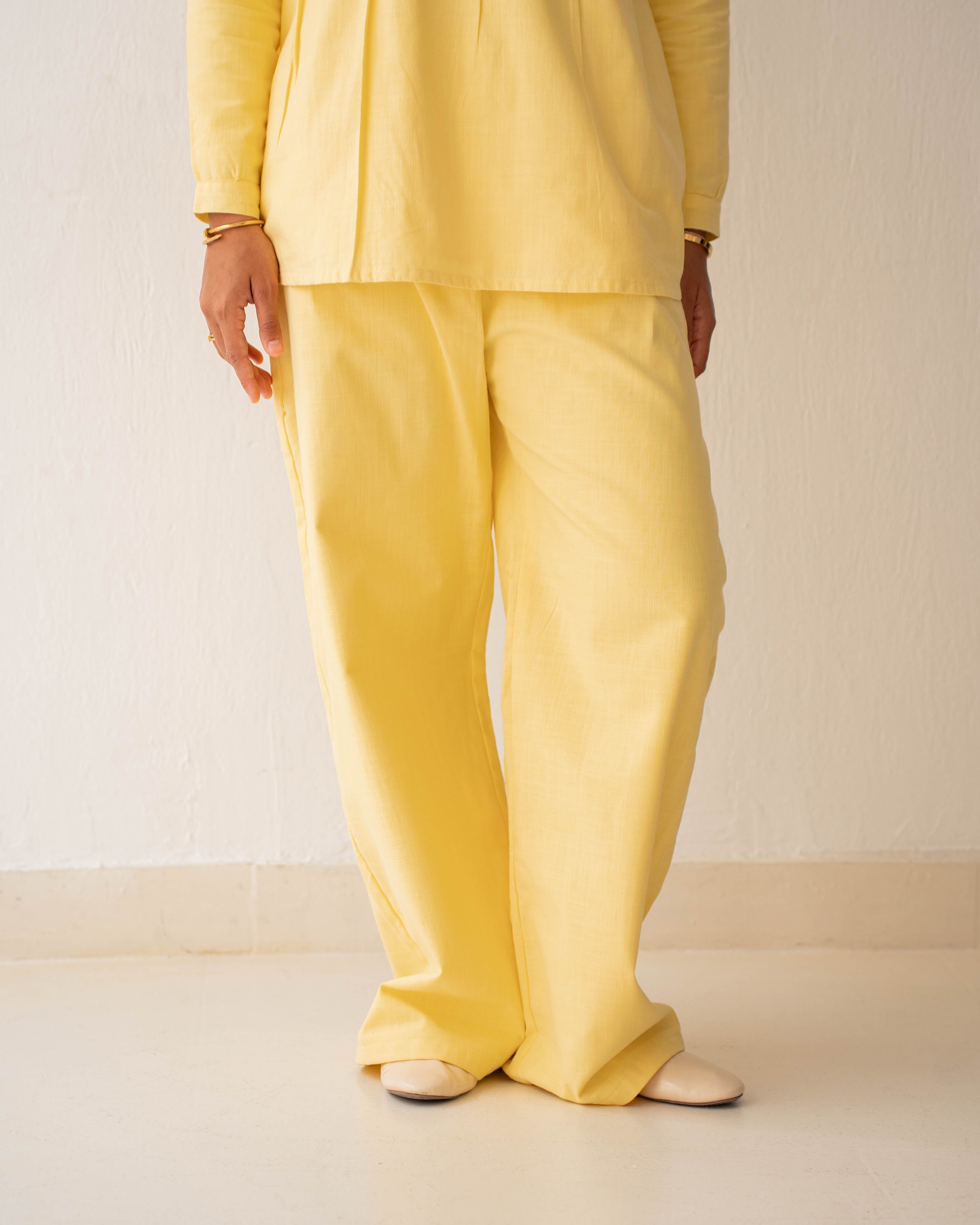 The Lined Wide Leg Trousers Butter Yellow