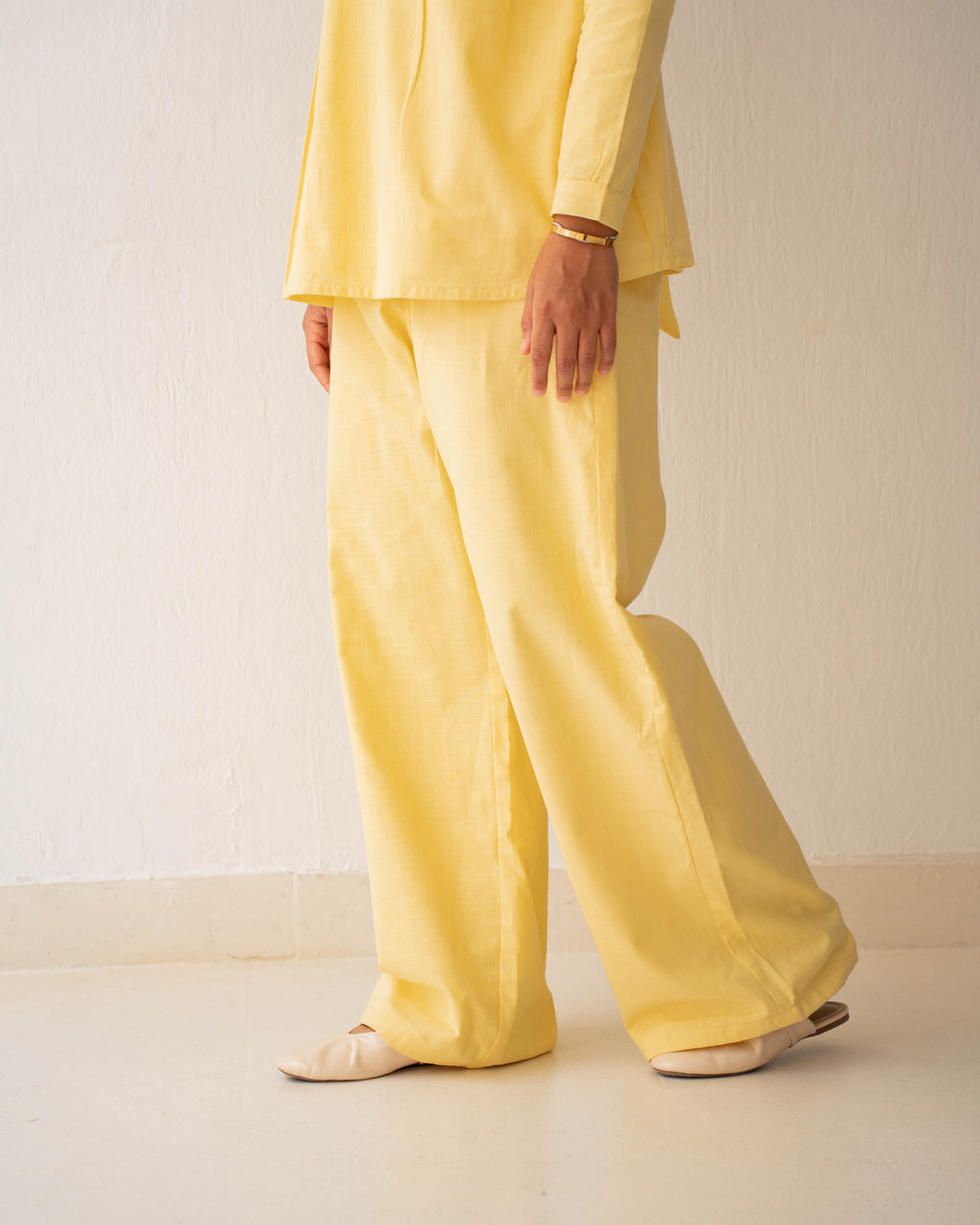 The Lined Wide Leg Trousers Butter Yellow