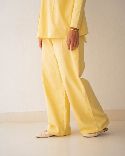 The Lined Wide Leg Trousers Butter Yellow