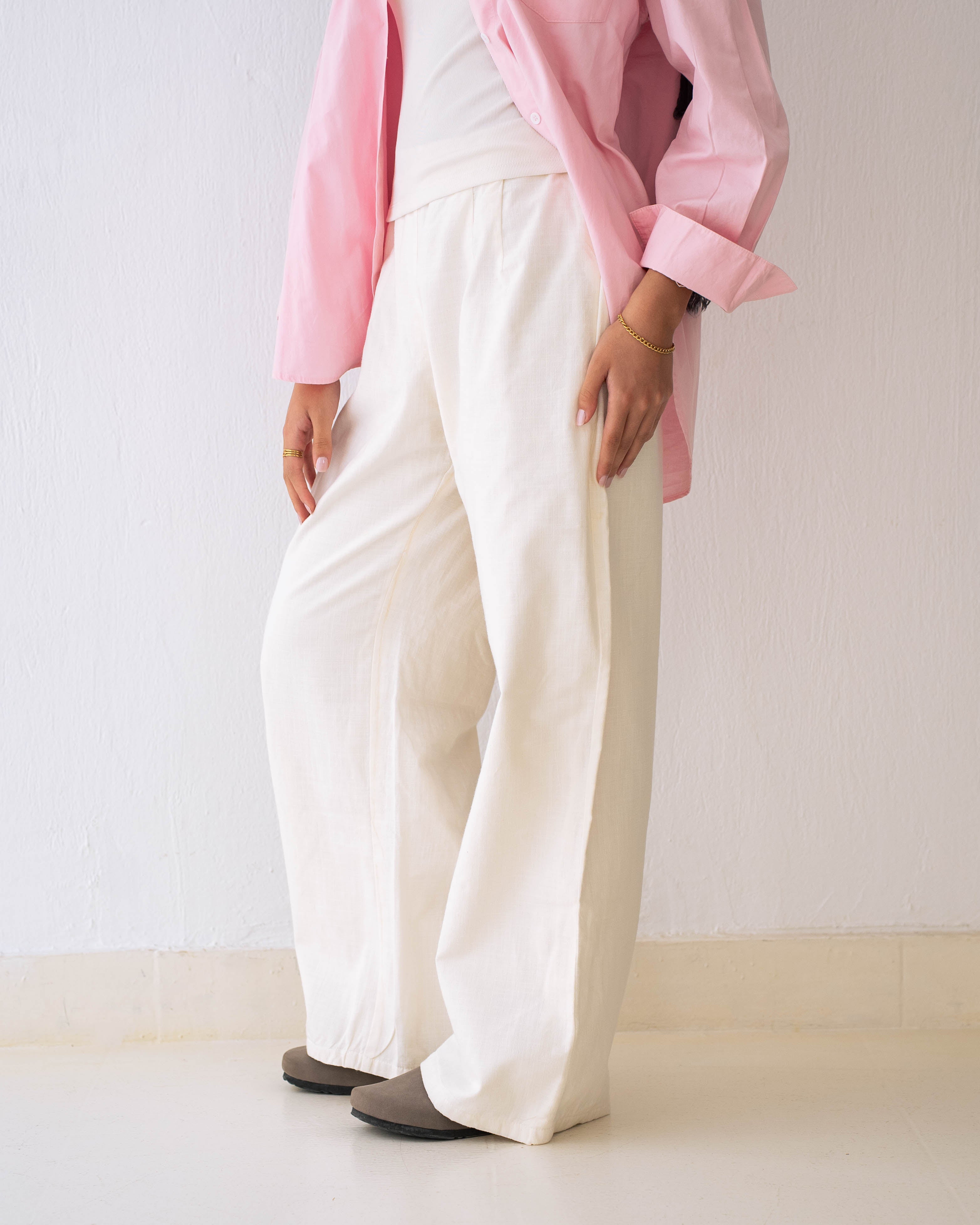 The Lined Wide Leg Trousers Off-White PRE ORDER